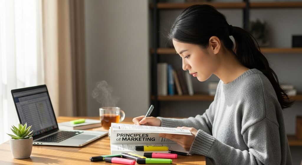 マーケティングを学ぶ様子